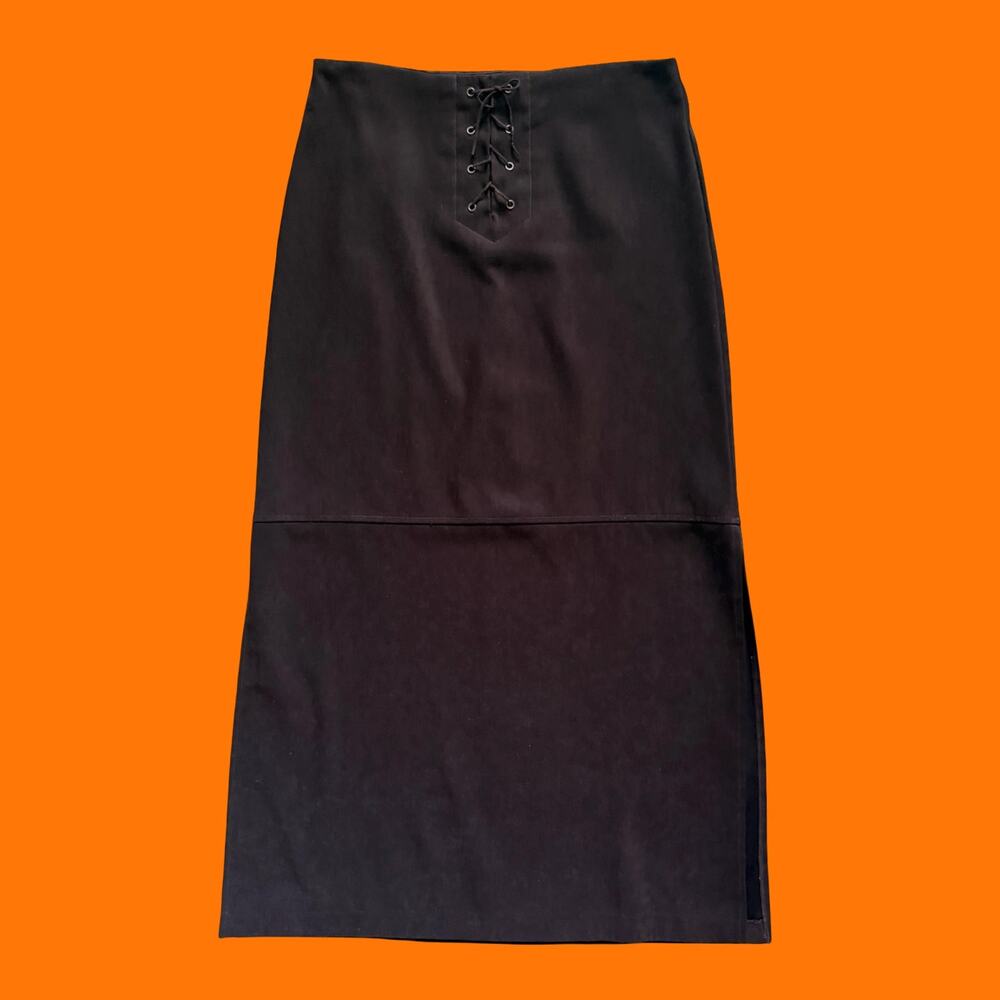 90's 00's vintage brown faux suede y2k maxi skirt Size 7 exact change